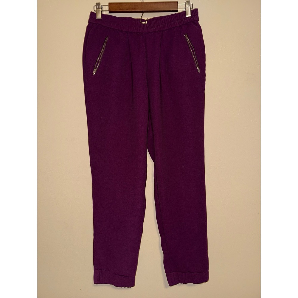 J.Crew Womens Purple Elastic Waist Zip Pocket Jogger Pants Size 4 Plum Casual
